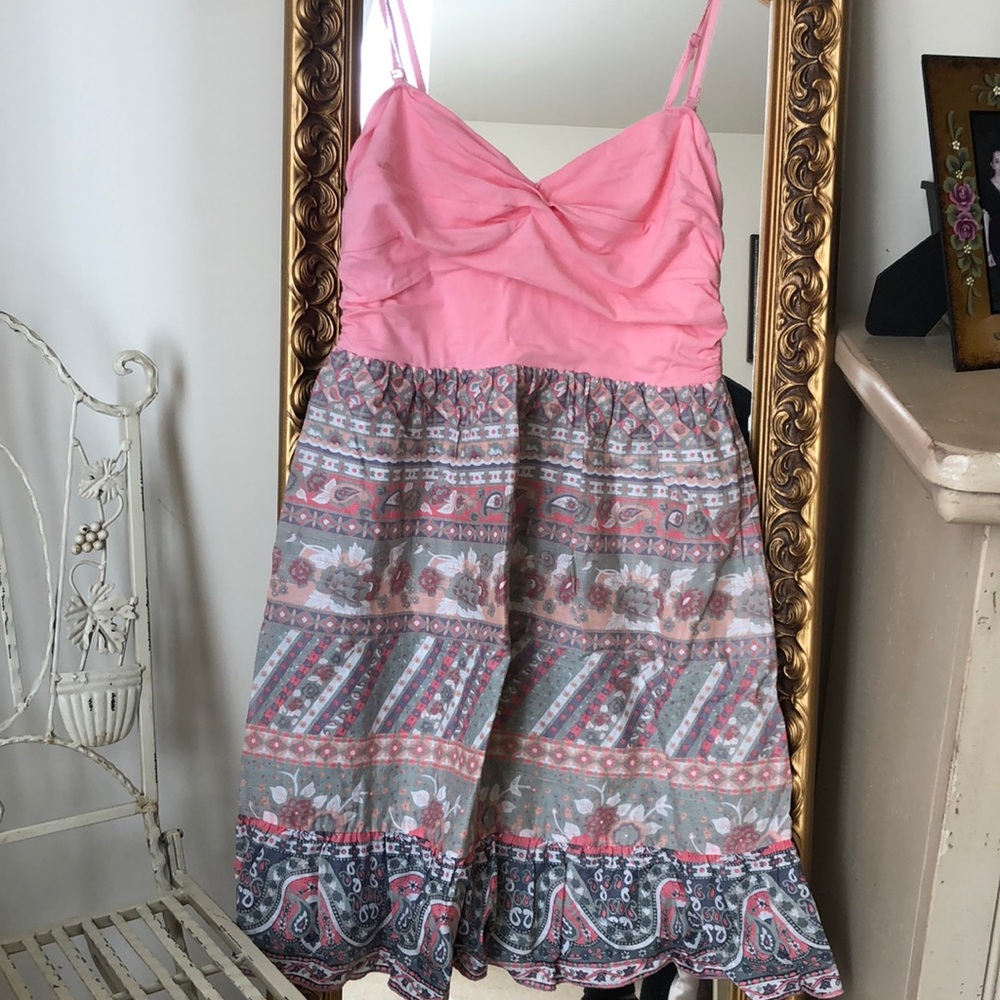 FREE PEOPLE | Tank dress strapless spaghetti strap tunic size 10 pink gray